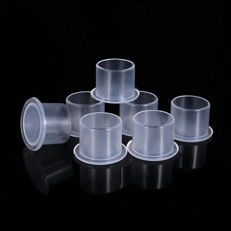 New Arrival Disposable Transparent Plastic Tattoo Ink Cups with Base for Tattoo Ink Pigment Holder Cosmetic Permanent Makeup