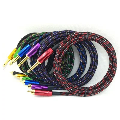 Cable de Clip de tatuaje de interfaz RCA colorido de cobre de piel de serpiente de nailon de 1,8 m para máquina de tatuaje fuente de alimentación adaptador de tatuaje